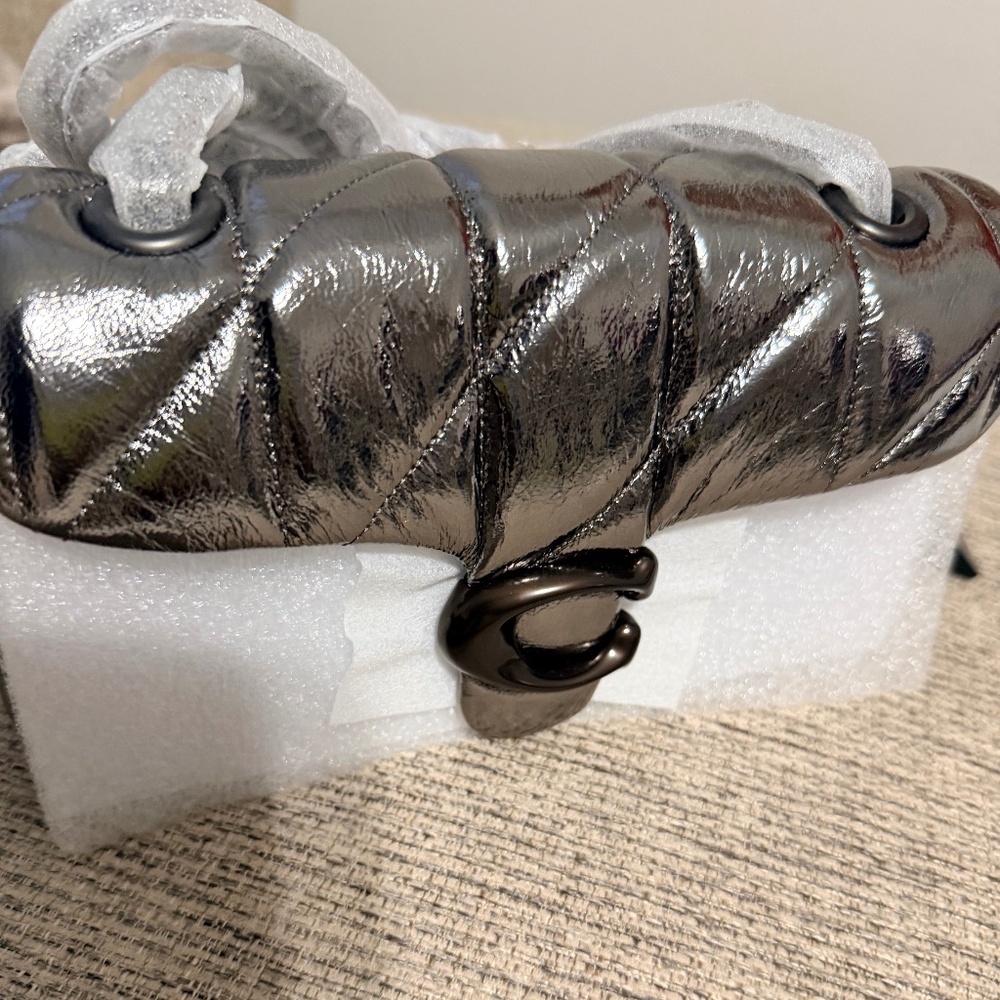 COACH, the Tabby 20 Quilted Chain Strap -silver